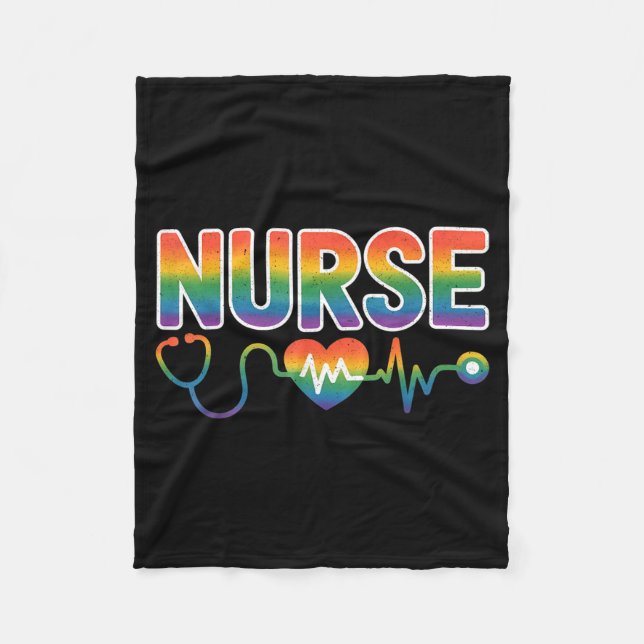 Nurse's Life Lgbt Heart Stethoscope Nurse Week  Fleece Blanket (Front)