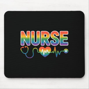 Nurse's Life Lgbt Heart Stethoscope Nurse Week Mouse Mat