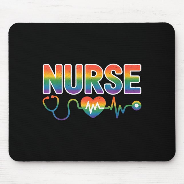 Nurse's Life Lgbt Heart Stethoscope Nurse Week  Mouse Mat (Front)