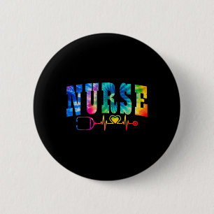 Nurse's Life Tie Dye Heart Stethoscope Nurse Week  6 Cm Round Badge