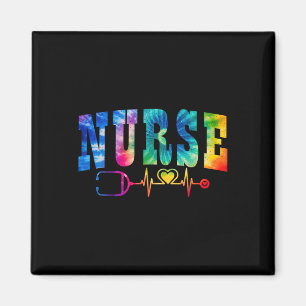Nurse's Life Tie Dye Heart Stethoscope Nurse Week Magnet