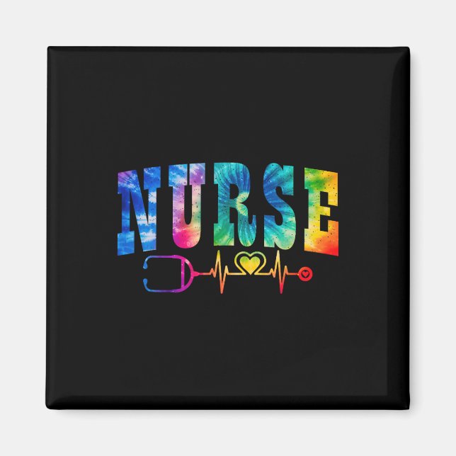 Nurse's Life Tie Dye Heart Stethoscope Nurse Week  Magnet (Front)