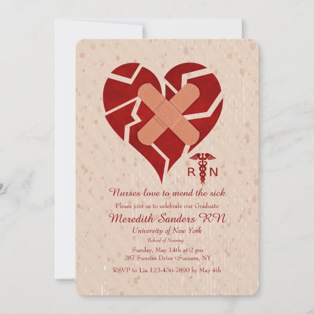 Nurses Love To Mend the Sick Graduation Invitation (Front)
