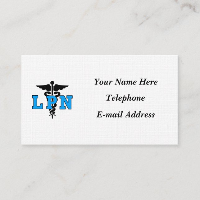 Nurses LPN Medical Symbol Business Card (Front)