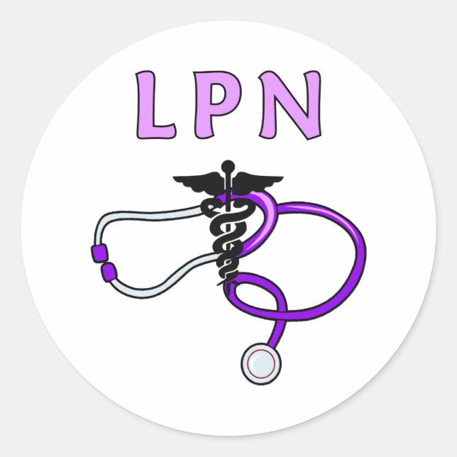 Nurses LPN Stethoscope Classic Round Sticker (Front)