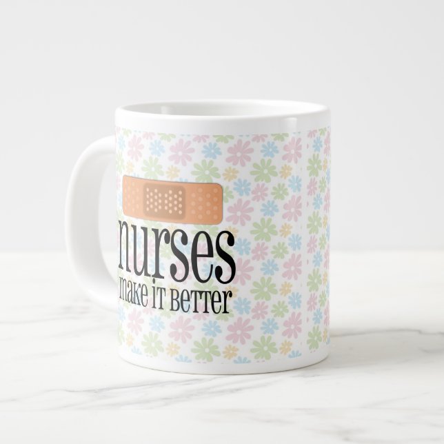 Nurses Make it Better, Bandage Large Coffee Mug (Front Left)