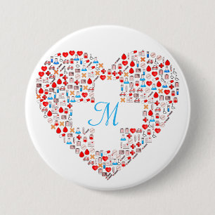 Nurse's medical heart collage pin