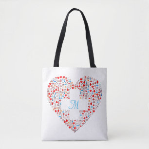 Nurse's medical heart collage tote. tote bag