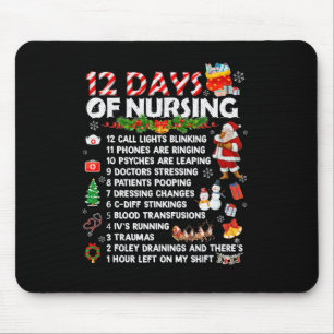 Nurses Merry Christmas Fun 12 Days Of Nursing Xmas Mouse Mat