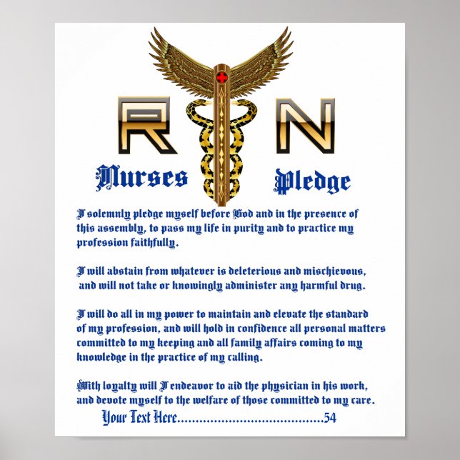 Nurses Pledge 11X13 Please View About Design Poster (Front)