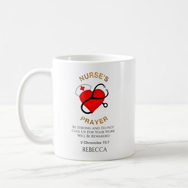  Nurses Prayer Heart Scripture Personalised  Coffee Mug (Left)