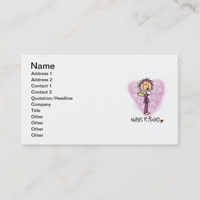 Nurses R Angels T-shirts and Gifts Business Card (Front)