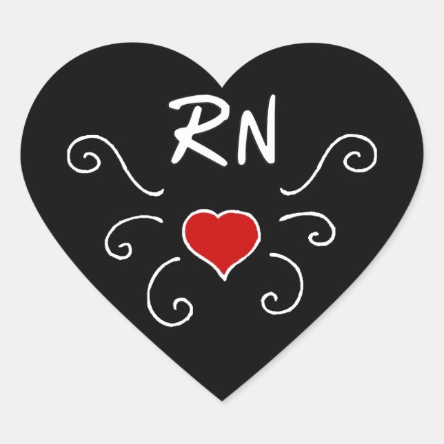 Nurses RN Love Tattoo Heart Sticker (Front)