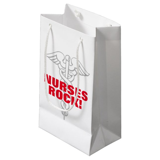 Nurses Rock gift bag for nursing week party (Front Angled)
