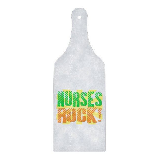 Nurses Rock, Orange/Green Fun Nurse Cutting Board (Front)