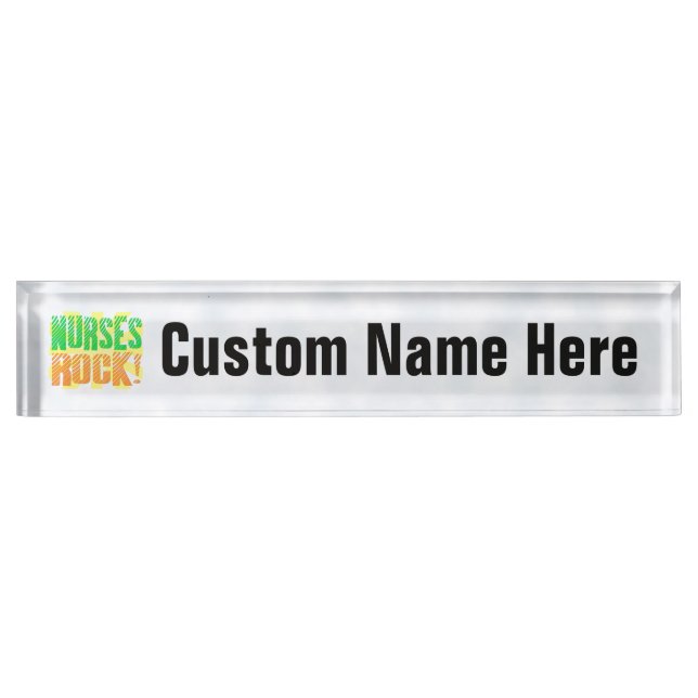 Nurses Rock, Orange/Green Fun Nurse Nameplate (Front)