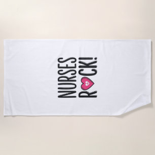 Nurses Rock Vintage Nurse Heart Vector Design_1 Beach Towel
