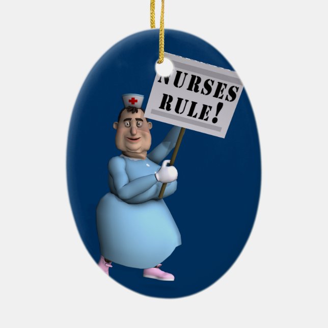 Nurses Rule! Ceramic Tree Decoration (Back)