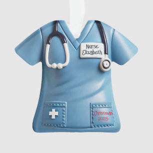 Nurses Scrubs Shirt Personalised Christmas Ornamen Ornament