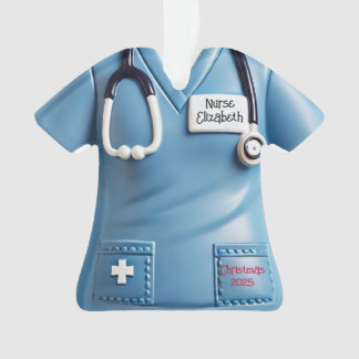 Nurses Scrubs Shirt Personalised Christmas Ornamen Ornament