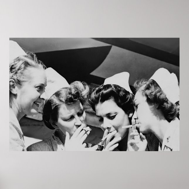 Nurses Smoking Vintage Photograph 36x24in Poster (Front)