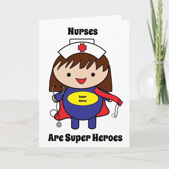 Nurses Super Hero Kawaii Personalize Card (Front)