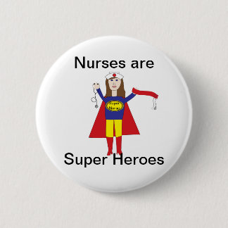 Nurses Super Heroes (Brunette) 6 Cm Round Badge