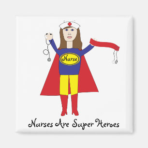 Nurses Super Heroes (Brunette) Magnet