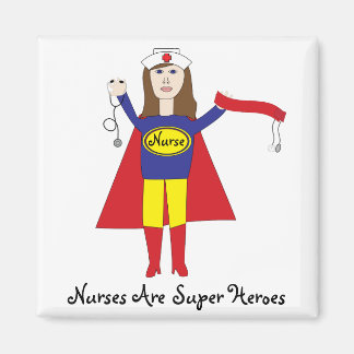 Nurses Super Heroes (Brunette) Magnet