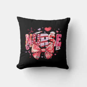 Nurses Valentines Day Heart Bow Stethoscope Girls Cushion