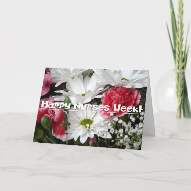 Nurses Week!-Beautiful Flowers in Pink and White Thank You Card (Front)
