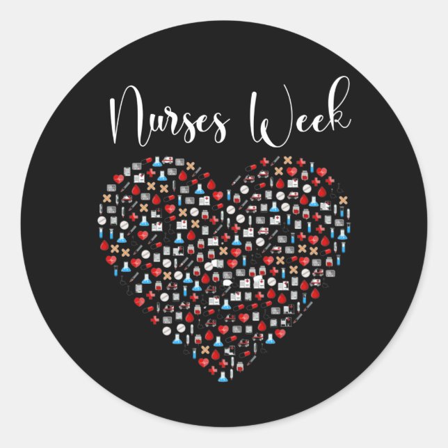 Nurses Week. Happy National Nurses Week Classic Round Sticker (Front)