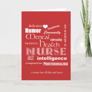 Nurses Week-Mental Health Nurse Attributes-Red Thank You Card