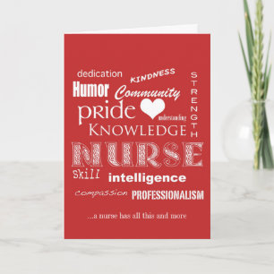 Nurses Week- Nurse Attributes-Red Thank You Card