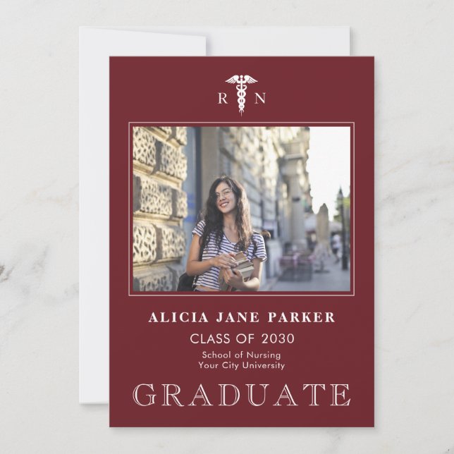Nursing 2022 school graduation simple modern photo announcement (Front)