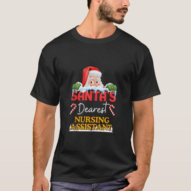 Nursing Assistant Christmas Job Work Profession Sa T-Shirt (Front)