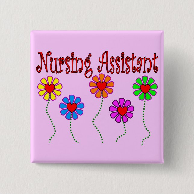 Nursing Assistant Gifts--Floral Design 15 Cm Square Badge (Front)