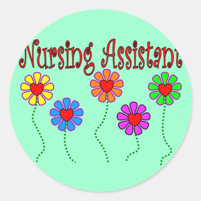 Nursing Assistant Gifts--Floral Design Classic Round Sticker (Front)
