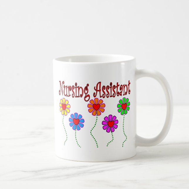 Nursing Assistant Gifts--Floral Design Coffee Mug (Right)