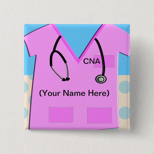 Nursing Assistant Name Badge Scrub Top (Front)