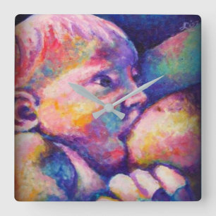 Nursing Baby  Square Clock