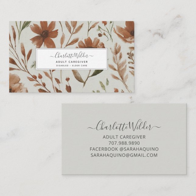 Nursing Caregiver Painted  Floral Card (Front/Back)