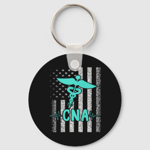 Nursing Cna Certified Nurse Istant American Flag V Key Ring