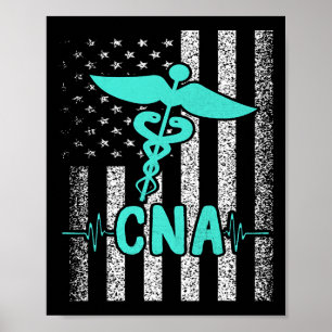 Nursing Cna Certified Nurse Istant American Flag V Poster