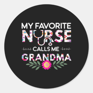 Nursing Design My Favourite Nurse Calls Me Grandma Classic Round Sticker