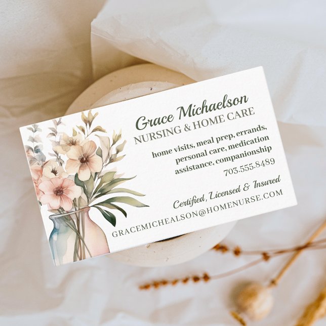 Nursing Elderly Caregiver Services Business Card (Creator Uploaded)