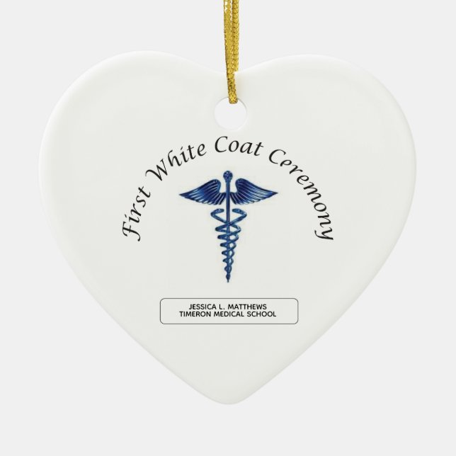 Nursing First White Coat Ceremony Ceramic Tree Decoration (Front)