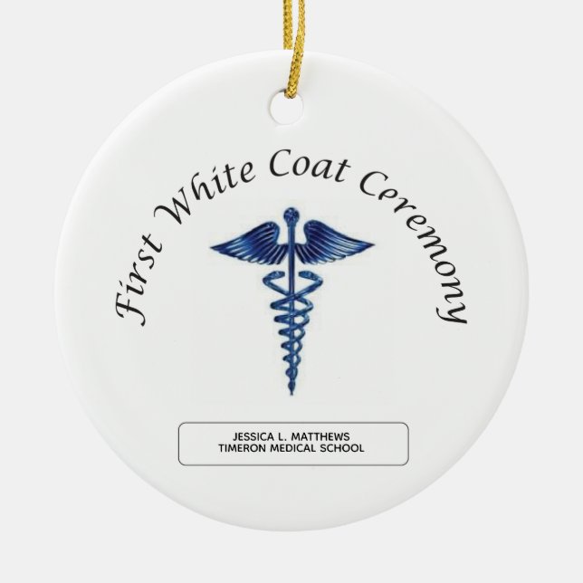 Nursing First White Coat Ceremony Ceramic Tree Decoration (Front)
