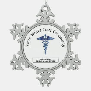Nursing First White Coat Ceremony Snowflake Pewter Christmas Ornament