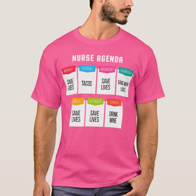Nursing Funny Nurse Agenda Rn Medicine Medical Doc T-Shirt (Front)